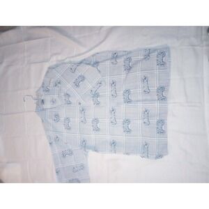 SouthPole Short Sleeve Button Up Shirt Men's XL Blue White Plaid Graffiti‎ Print